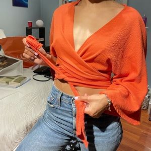 Cotton On Orange Wrap Shirt
